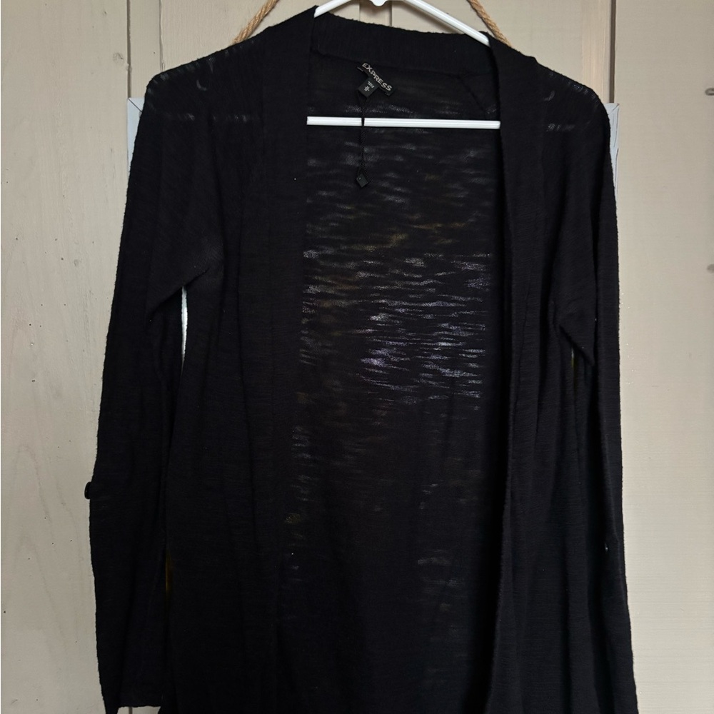 Express Black Cardigan Sweater Lightweight Open Front